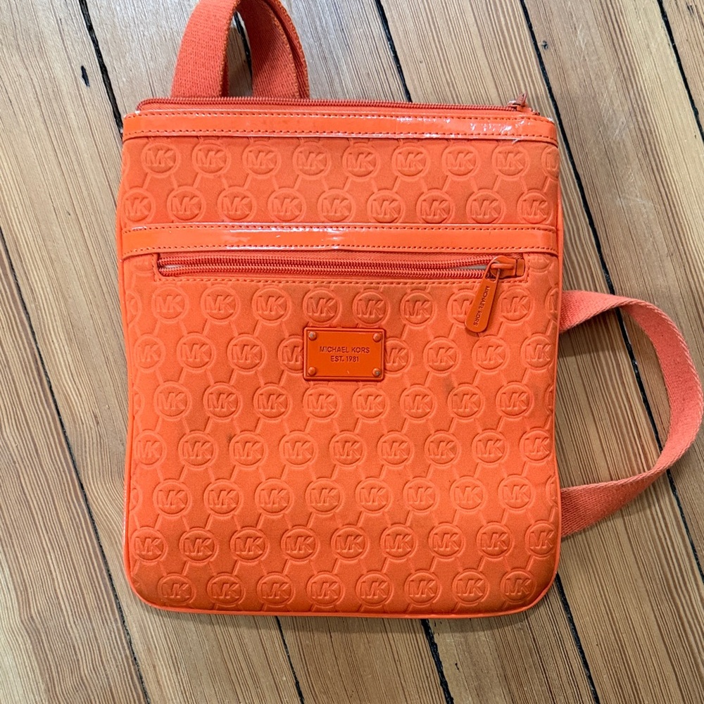 Michael Kors Orange Embossed Logo Crossbody
